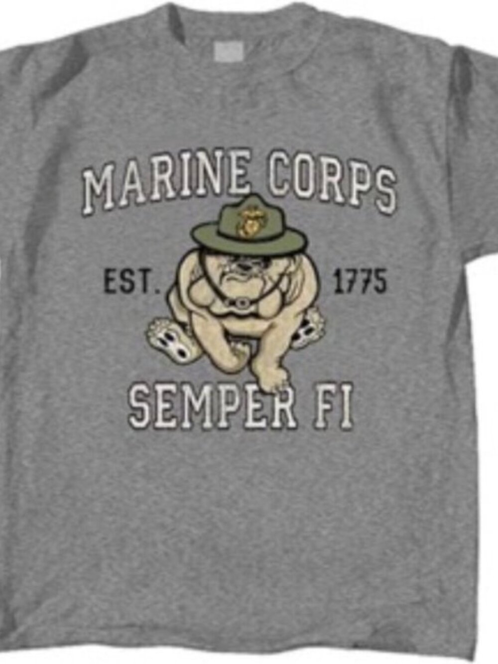 Joe Blow's T's Kids Marine Corps Mascot Youth T-Shirt - Semper FI - Heather Gray